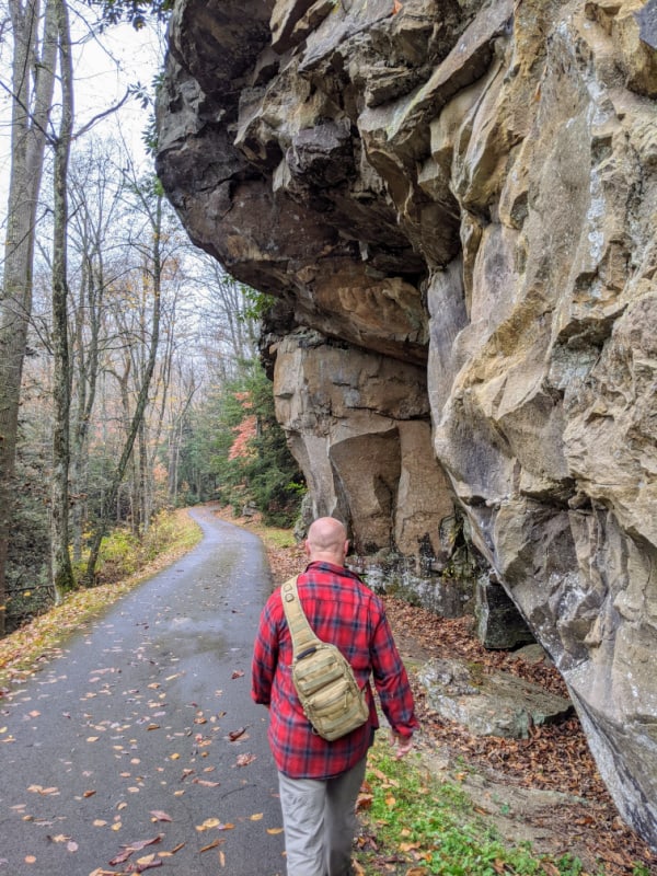 Walking along Old Sewell Road in Babcock State Park, WV. 