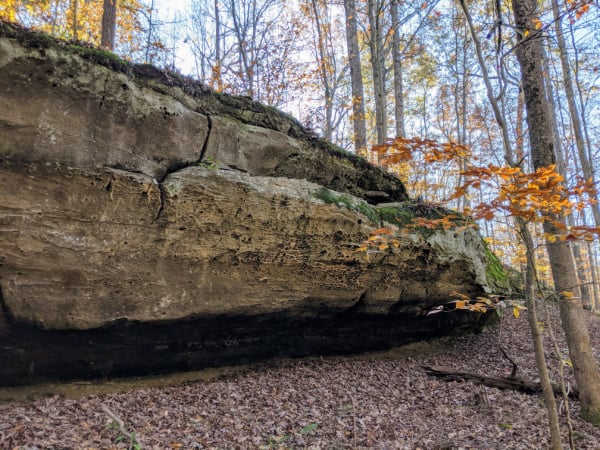 A rock formation on the 4C's Trail in Carter Caves State Resort Park, Kentucky.