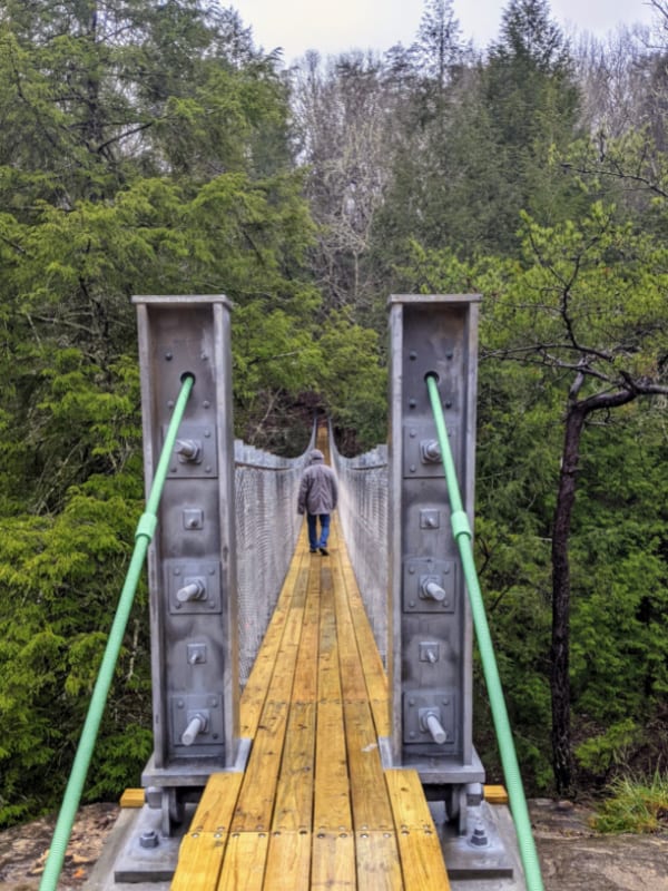 A suspension bridge in Fall Creek Falls State Park, Tennessee.