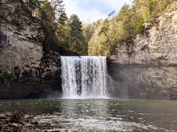 View of Cane Creek Falls from the Cable Trail. 