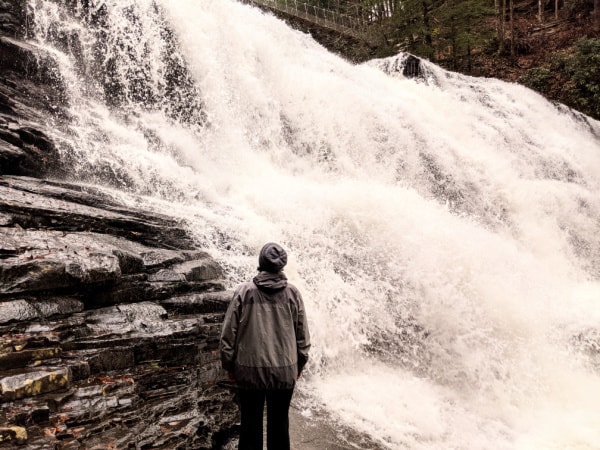 Getting a close-up view of Cane Creek Cascades in Fall Creek Falls State Park, Tennessee.