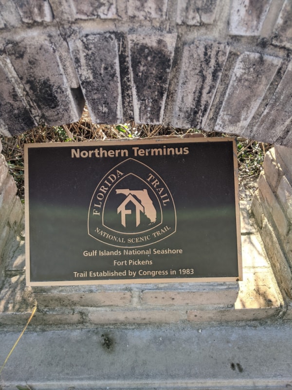 The official sign for the Northern Terminus of the Florida Trail. 