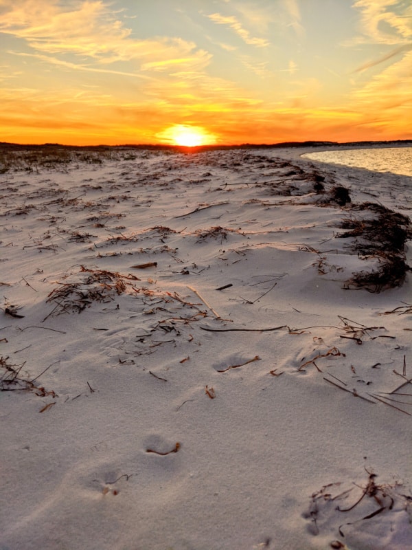 A sunset inside Fort Pickens area of the Gulf Islands National Seashore.