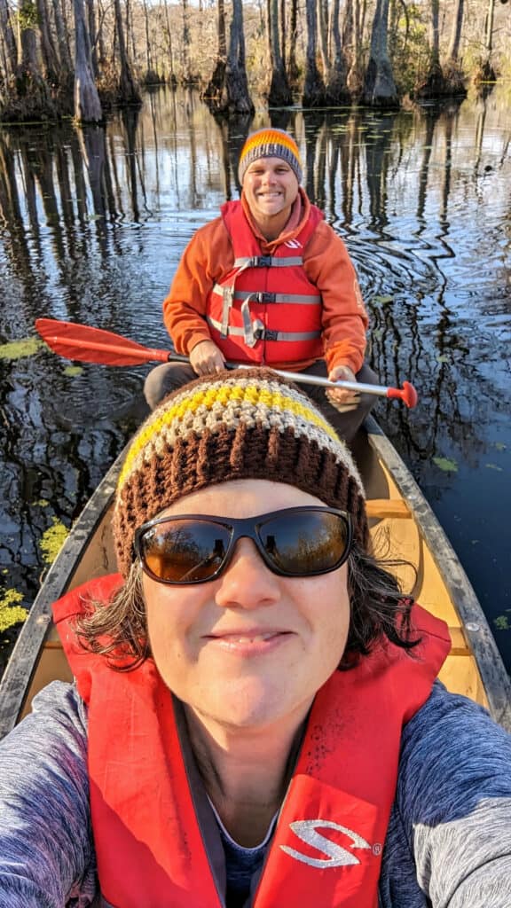 Me and the hubby canoeing Merchants Millpond, NC. 