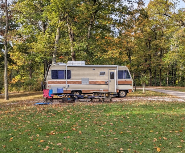 One of the longer and flatter campsites in Mason Ridge Campground, Morgan-Monroe State Forest, Indiana. 