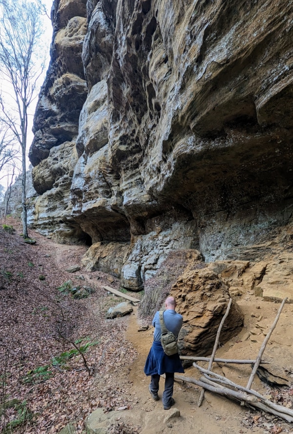 The sandstone cliffs between Tobacco Cave and Mossy Gap in Jeffreys Cliffs, Kentucky. 