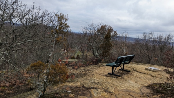 A bench to enjoy the views on top of the plateau at Jeffreys Cliffs, Kentucky. 