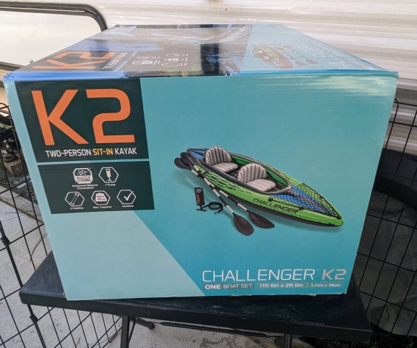 What you get when you buy the Challenger K2 inflatable kayak by Intex.