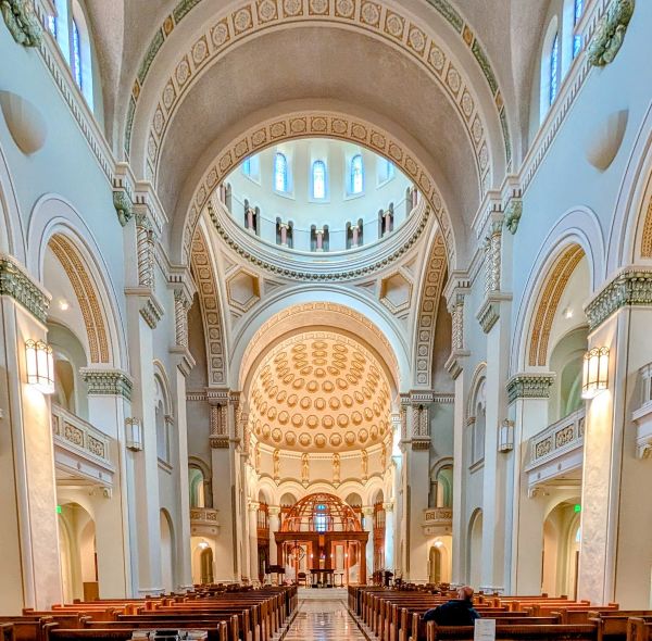 the inside of the large dome at Sisters of Benedict Monestary
